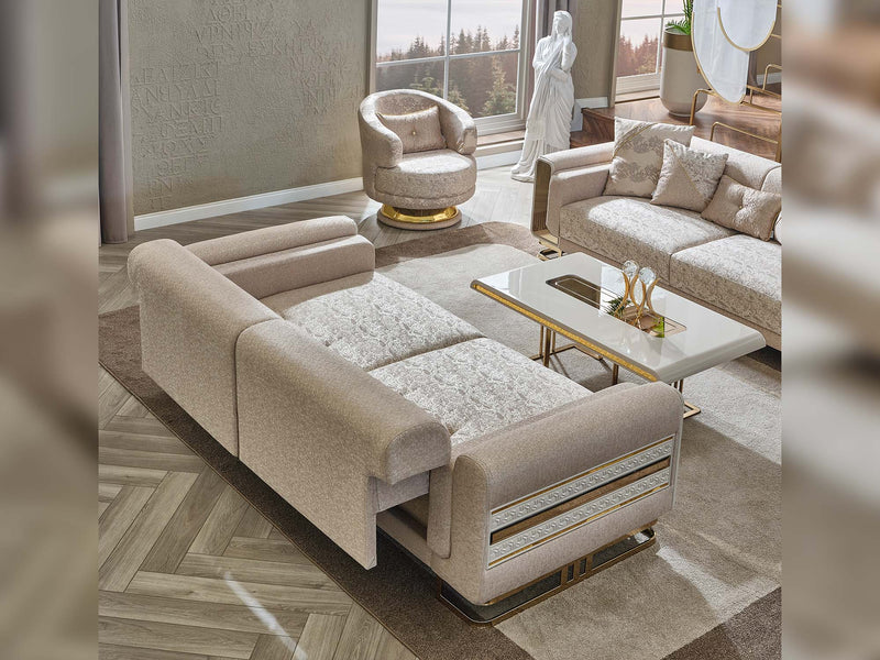 Delux Convertible Loveseat Cream in Cream - 101-DEL-DEL01-3