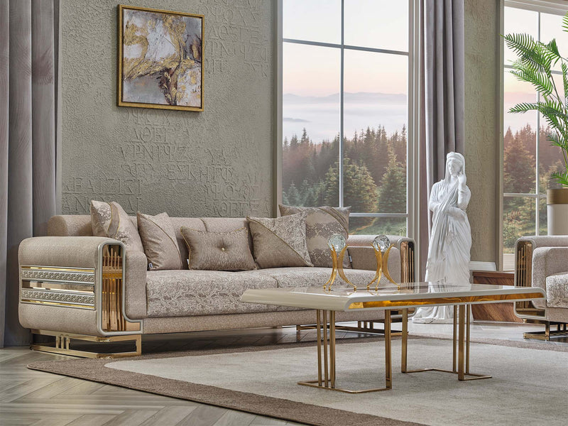Delux Convertible Loveseat Cream in Cream - 101-DEL-DEL01-3