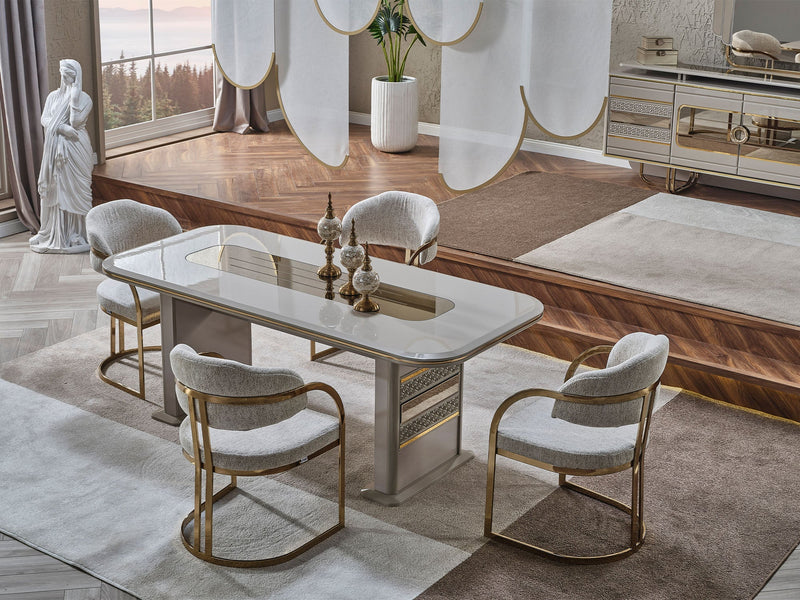 Delux Diningroom (Consol With Mirror & Dining Table & 6 Dining Chair) - 200-MAX-DEL-DT-6-SET