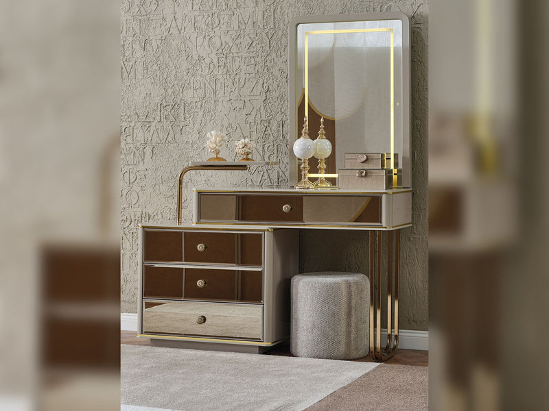 Delux Dresser With Mirror & Ottoman - 200-MAX-DEL-DR