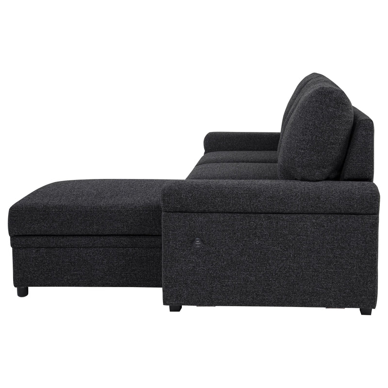 Demko Sleeper Sectional Sofa with Speaker and Storage Chaise Black - 500357