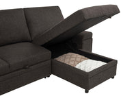 Demko Sleeper Sectional Sofa with Speaker and Storage Chaise Brown - 500356