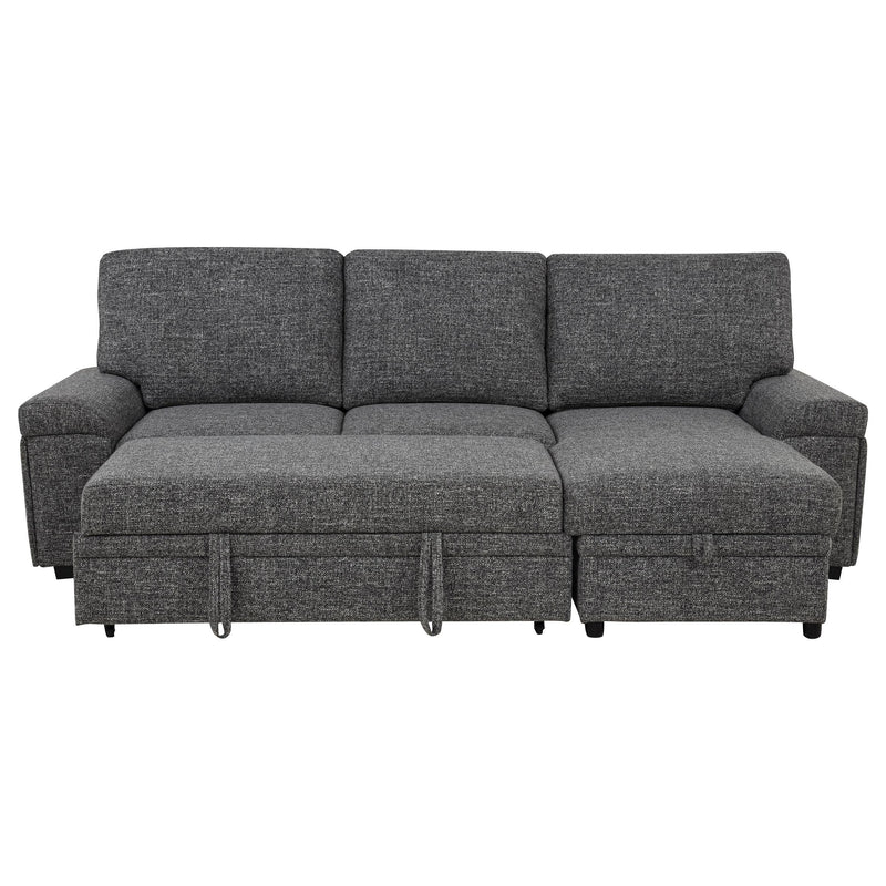 Demko Sleeper Sectional Sofa with Speaker and Storage Chaise Granite - 500355