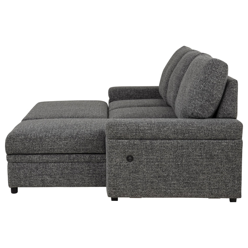 Demko Sleeper Sectional Sofa with Speaker and Storage Chaise Granite - 500355