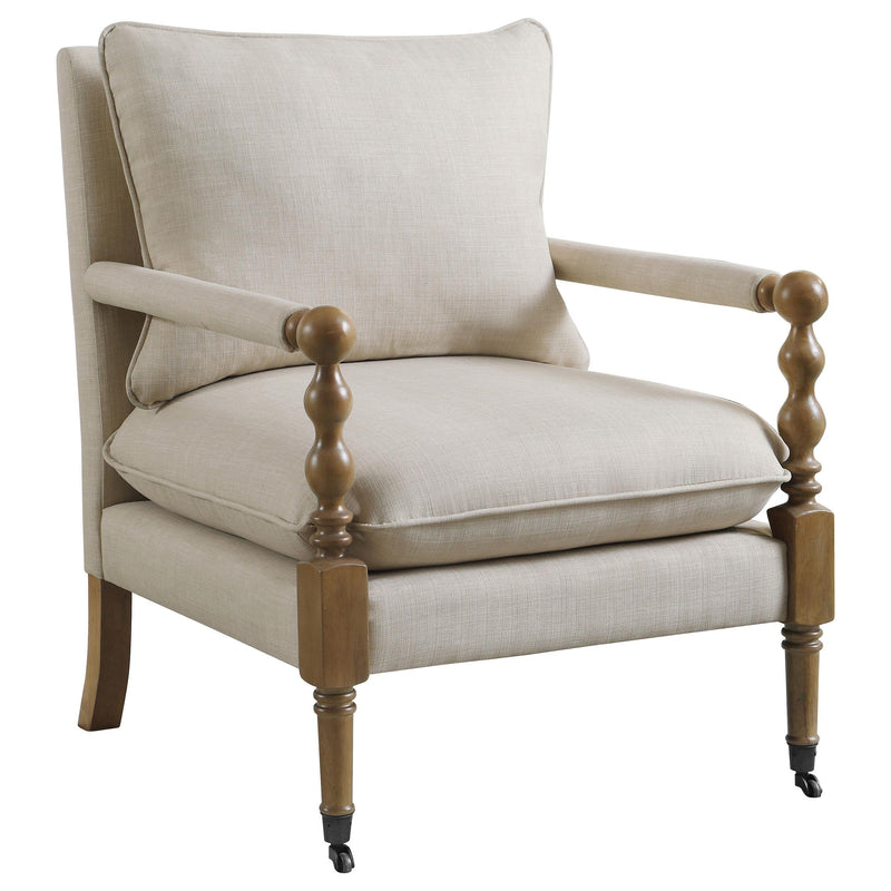 Dempsy Upholstered Accent Chair with Casters Beige - 903058