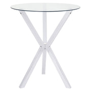 Denali Round 35-inch Glass Top Bistro Bar Table Chrome - 100186