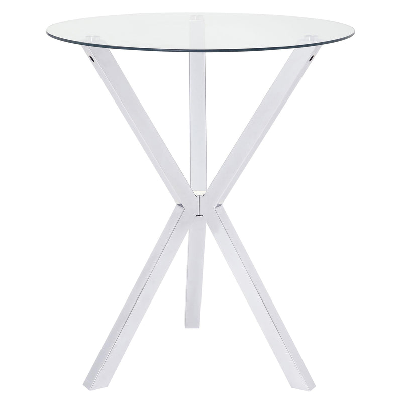 Denali Round 35-inch Glass Top Bistro Bar Table Chrome - 100186