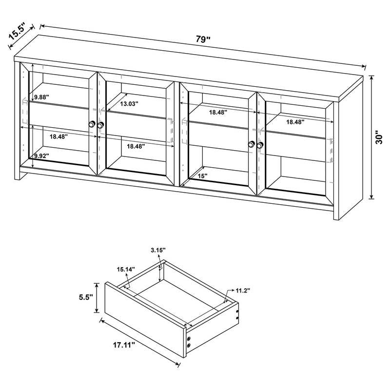 Denison 79-inch 4-door TV Stand Media Console Black - 720223
