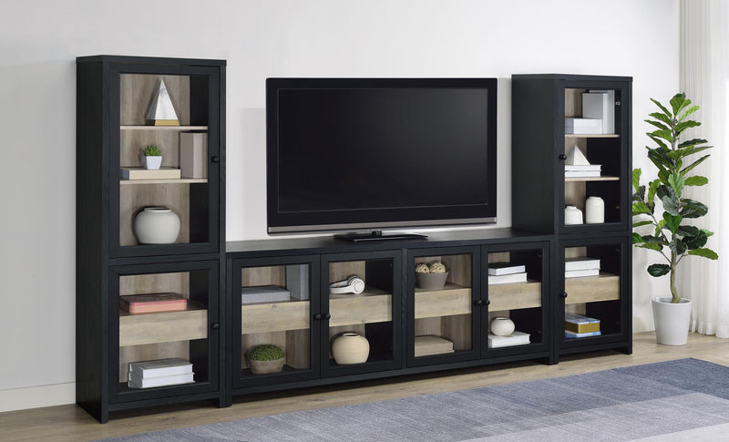 Denison 79-inch 4-door TV Stand Media Console Black - 720223
