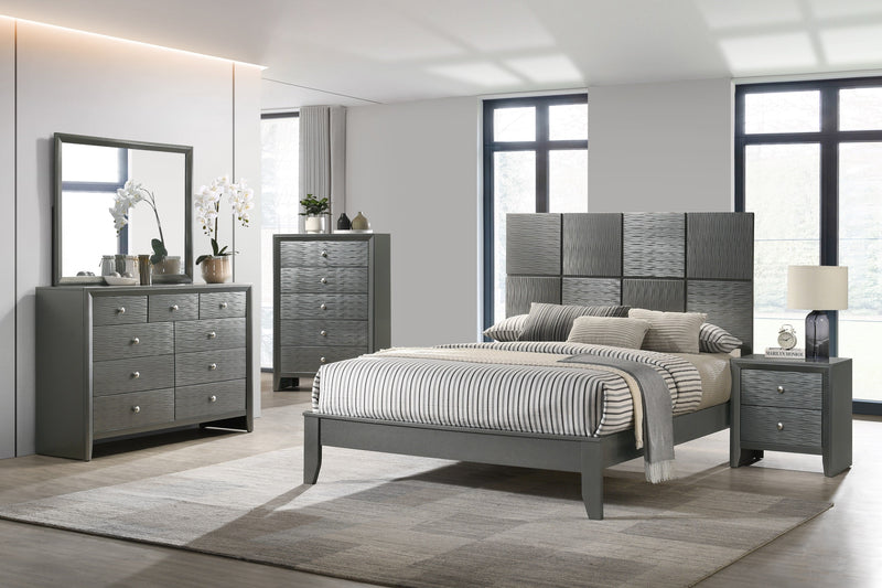 Denker Gunmetal Full Panel Bed - Lara FurnitureFull Bed