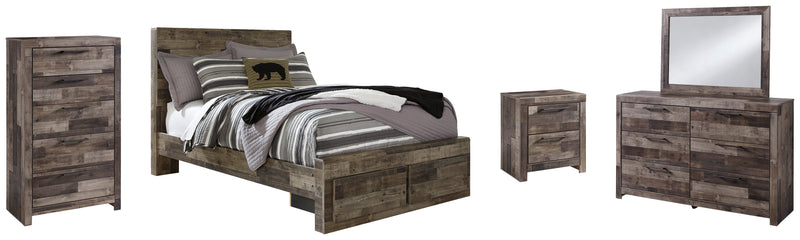 Derekson Full Panel Bed with 2 Storage Drawers with Mirrored Dresser, Chest and Nightstand in Multi Gray from Ashley - Lara Furniture