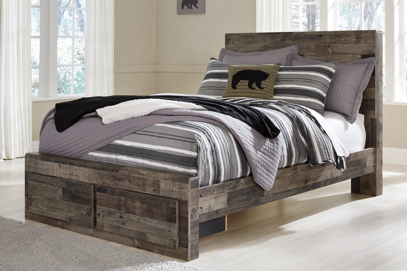 Derekson Full Panel Bed with 2 Storage Drawers with Mirrored Dresser, Chest and Nightstand in Multi Gray from Ashley - Lara Furniture