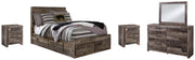 Derekson Full Panel Bed with 6 Storage Drawers with Mirrored Dresser and 2 Nightstands in Multi Gray from Ashley - Lara Furniture