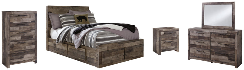 Derekson Full Panel Bed with 6 Storage Drawers with Mirrored Dresser, Chest and Nightstand in Multi Gray from Ashley - Lara Furniture