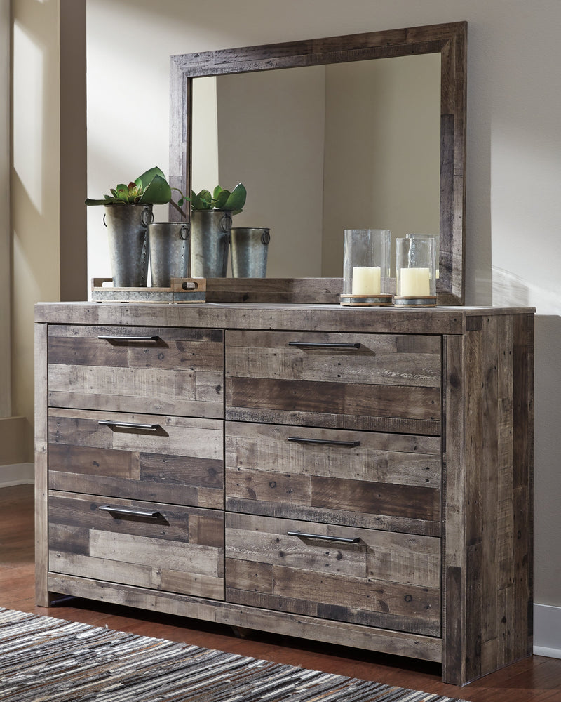 Derekson Full Panel Bed with 6 Storage Drawers with Mirrored Dresser, Chest and Nightstand in Multi Gray from Ashley - Lara Furniture
