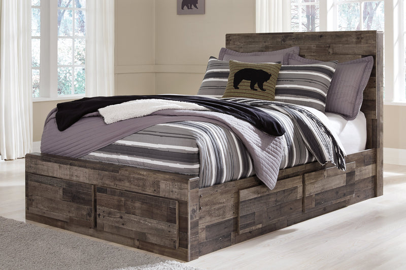 Derekson Full Panel Bed with 6 Storage Drawers with Mirrored Dresser in Multi Gray from Ashley - Lara Furniture