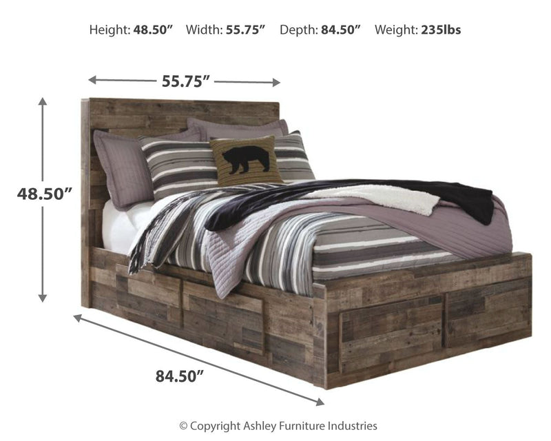 Derekson Full Panel Bed with 6 Storage Drawers with Mirrored Dresser in Multi Gray from Ashley - Lara Furniture