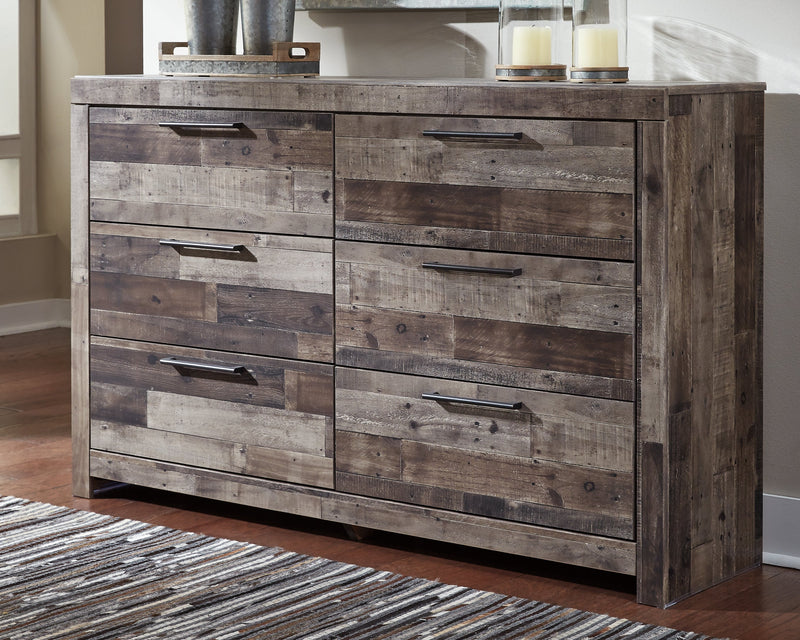 Derekson King Panel Bed with Dresser in Multi Gray - PKG003276