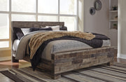 Derekson King Panel Bed with Mirrored Dresser, Chest and Nightstand in Multi Gray - PKG003482