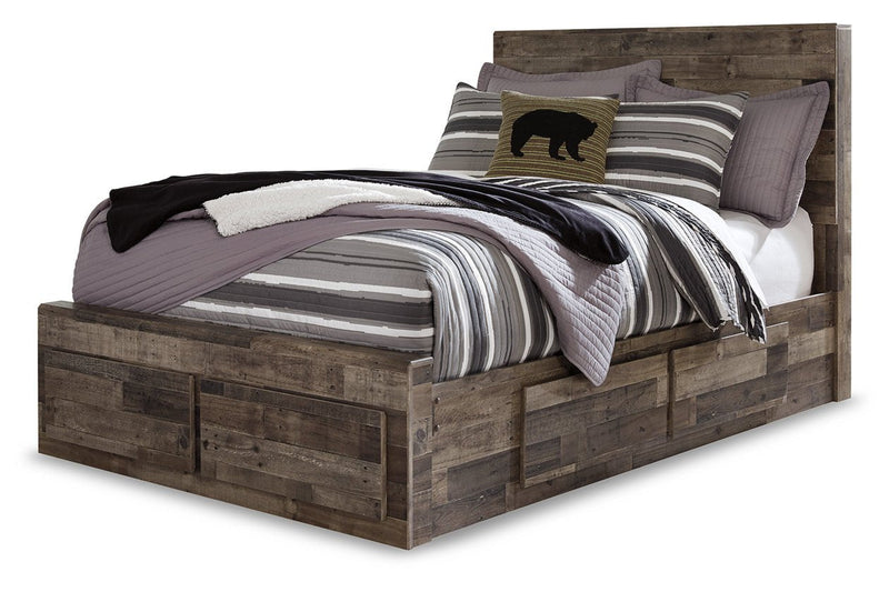 Derekson Multi Gray Full Panel Bed with 6 Storage Drawers - Gate FurnitureFull Bed