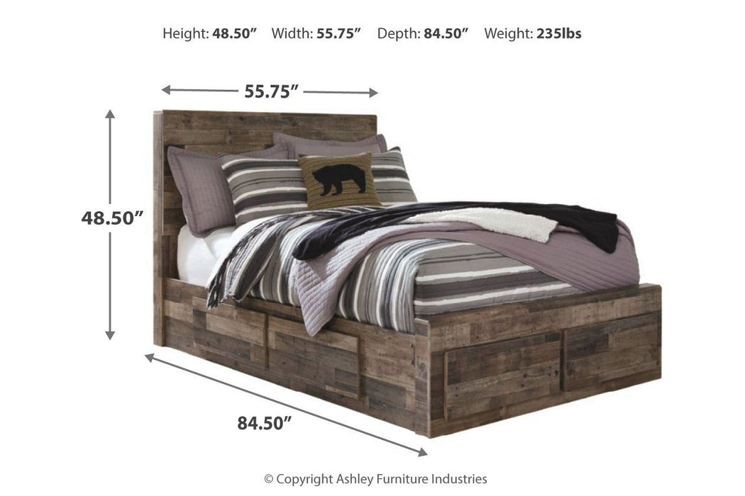 Derekson Multi Gray Full Panel Bed with 6 Storage Drawers - Gate FurnitureFull Bed