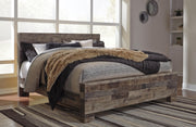 Derekson Multi Gray King Panel Bed and 2 Nightstands - B200B83