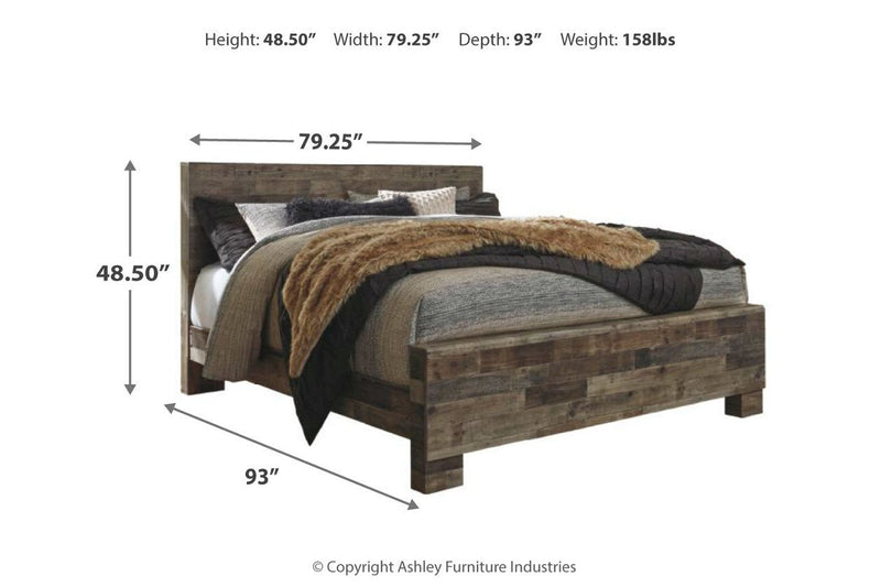Derekson Multi Gray King Panel Bed - Lara FurnitureKing Bed