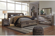 Derekson Multi Gray King Panel Bed - Lara FurnitureKing Bed