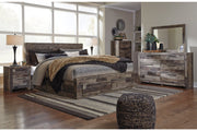 Derekson Multi Gray King Panel Bed with 4 Storage Drawers - Lara FurnitureKing Bed