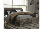 Derekson Multi Gray King Panel Bed with 4 Storage Drawers - Lara FurnitureKing Bed