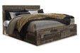 Derekson Multi Gray King Panel Bed with 4 Storage Drawers - Gate FurnitureKing Bed