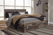 Derekson Multi Gray King Panel Bed with 6 Storage Drawers - Gate FurnitureKing Bed