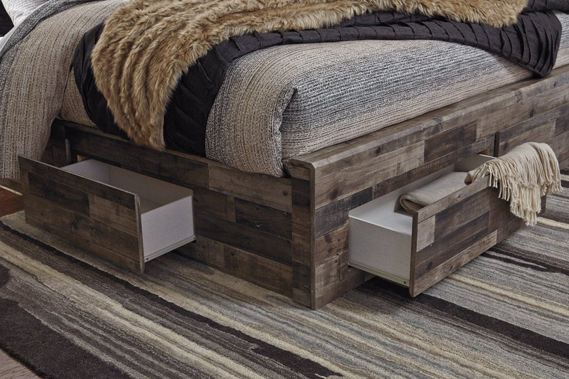 Derekson Multi Gray King Panel Bed with 6 Storage Drawers - Gate FurnitureKing Bed
