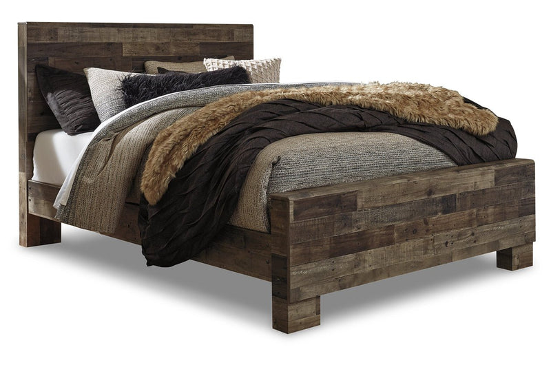 Derekson Multi Gray Queen Panel Bed - Gate FurnitureQueen Bed