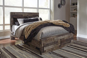 Derekson Multi Gray Queen Platform Bed with 2 Storage Drawers - Lara FurnitureQueen Bed