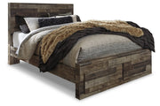 Derekson Multi Gray Queen Platform Bed with 2 Storage Drawers - Lara FurnitureQueen Bed
