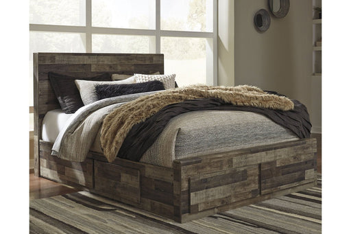 Derekson Multi Gray Queen Platform Bed with 4 Storage Drawers - Lara FurnitureQueen Bed