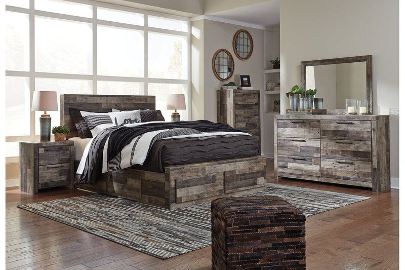 Derekson Multi Gray Queen Platform Bed with 6 Storage Drawers - Lara FurnitureQueen Bed