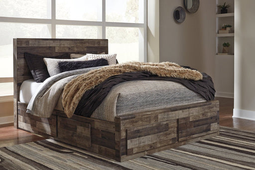 Derekson Multi Gray Queen Platform Bed with 6 Storage Drawers - Lara FurnitureQueen Bed
