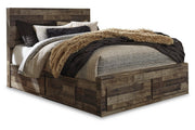 Derekson Multi Gray Queen Platform Bed with 6 Storage Drawers - Lara FurnitureQueen Bed