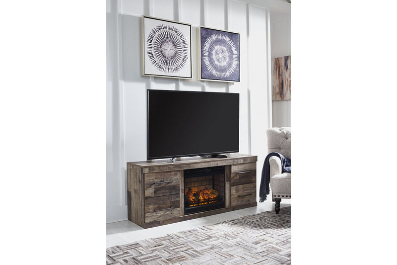 Derekson Multi Gray TV Stand with Electric Fireplace - Lara FurnitureTV Stand