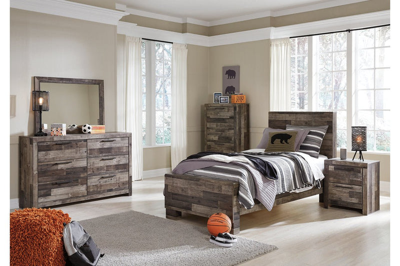 Derekson Multi Gray Twin Panel Bed - Lara FurnitureTwin Bed