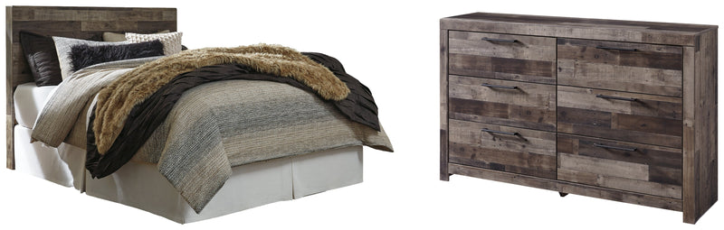 Derekson Queen/Full Panel Headboard Bed with Dresser in Multi Gray from Ashley - Lara Furniture