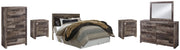 Derekson Queen/Full Panel Headboard Bed with Mirrored Dresser, Chest and 2 Nightstands in Multi Gray from Ashley - Lara Furniture
