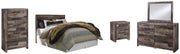 Derekson Queen/Full Panel Headboard Bed with Mirrored Dresser, Chest and Nightstand in Multi Gray from Ashley - Lara Furniture