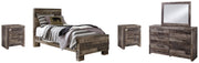 Derekson Twin Panel Bed with Mirrored Dresser and 2 Nightstands in Multi Gray from Ashley - Lara Furniture