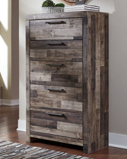 Derekson Twin Panel Bed with Mirrored Dresser and Chest in Multi Gray from Ashley - Lara Furniture