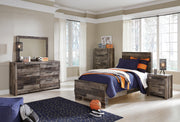 Derekson Twin Panel Bed with Mirrored Dresser, Chest and Nightstand in Multi Gray from Ashley - Lara Furniture