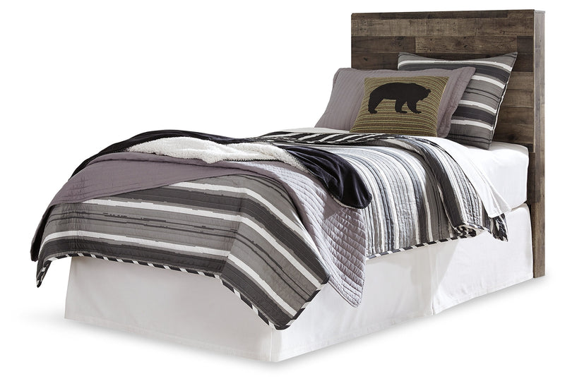 Derekson Twin Panel Headboard Bed with Mirrored Dresser and Chest in Multi Gray from Ashley - Lara Furniture