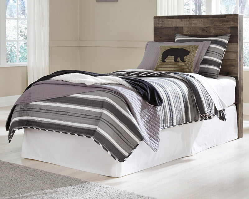 Derekson Twin Panel Headboard Bed with Mirrored Dresser and Chest in Multi Gray from Ashley - Lara Furniture